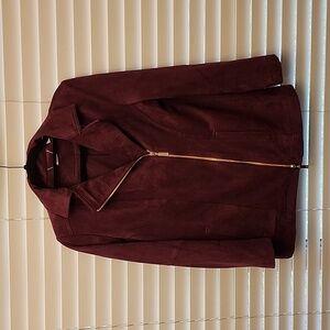 Chicos Elongated Plum Faux Suede Jacket Sz 0 (4)
